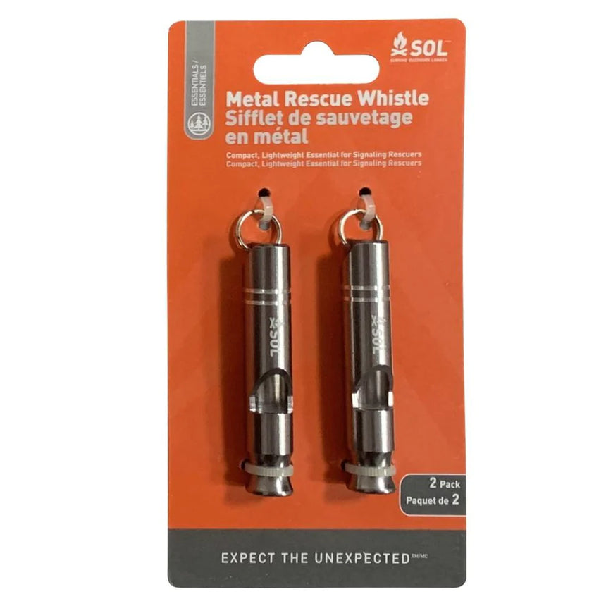 SOL Metal Rescue Whistle, 2 Pack