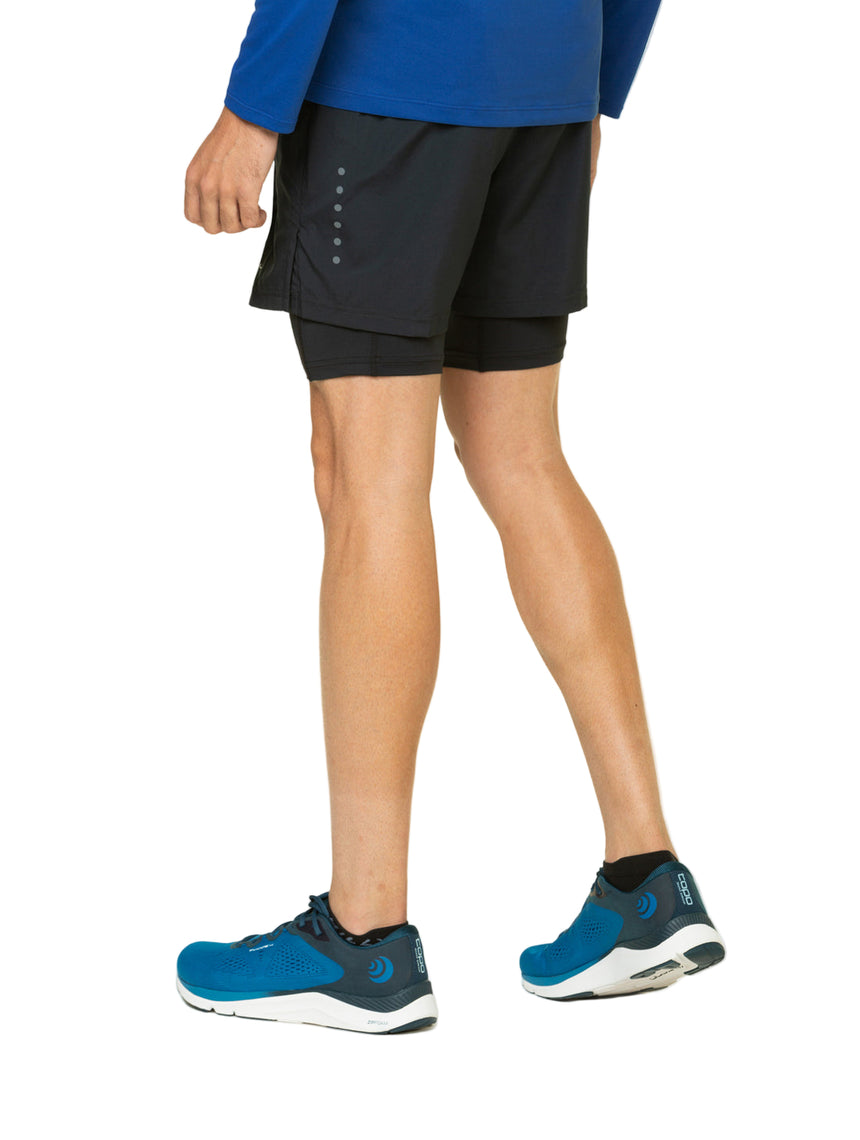 Ronhill Men's Core 5" Twin Short in All Black - back, fit