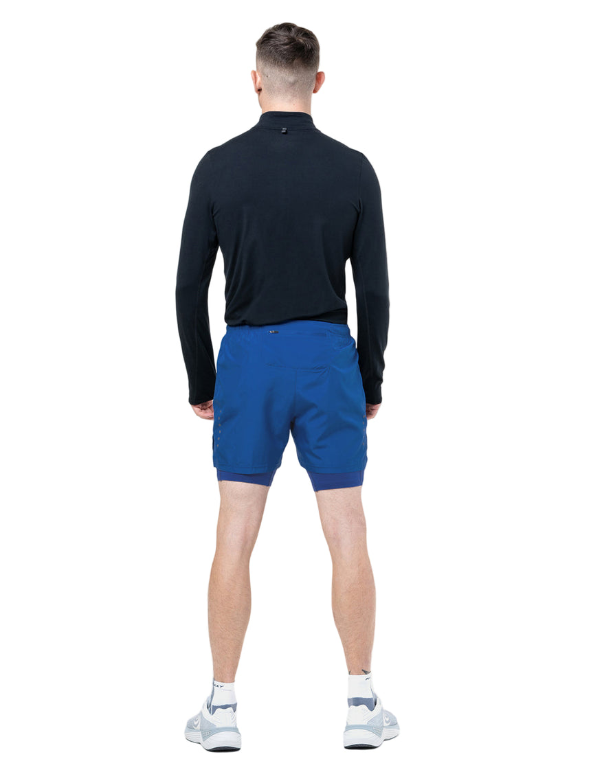 Ronhill Men's Core 5" Twin Short in DrkCobalt/BrightWhite - worn, back