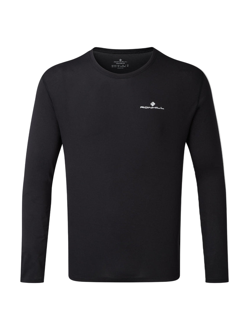 Ronhill Men's Core L/S Tee in Black/Bright White - front