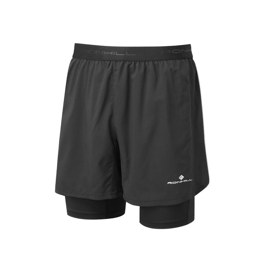 Ronhill Men's Tech 5" Twin Short in All Black - front