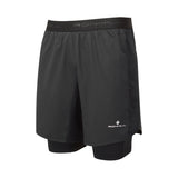 Ronhill Men's Tech 7" Twin Short in All Black - front