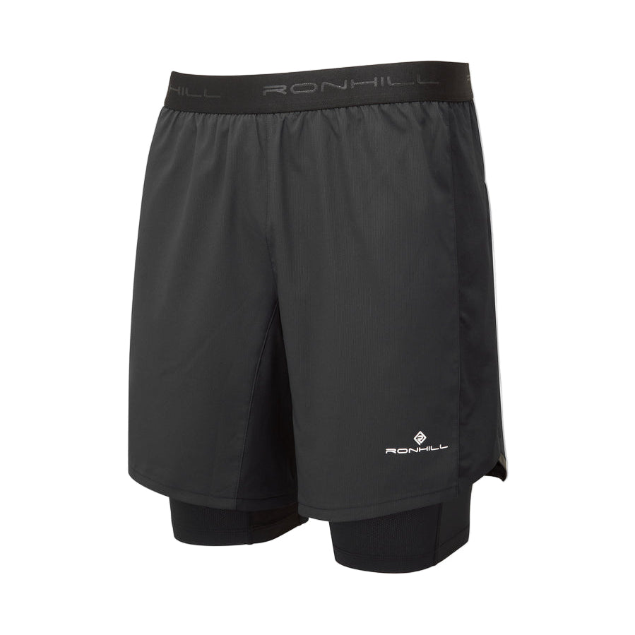 Ronhill Men's Tech 7" Twin Short in All Black - front