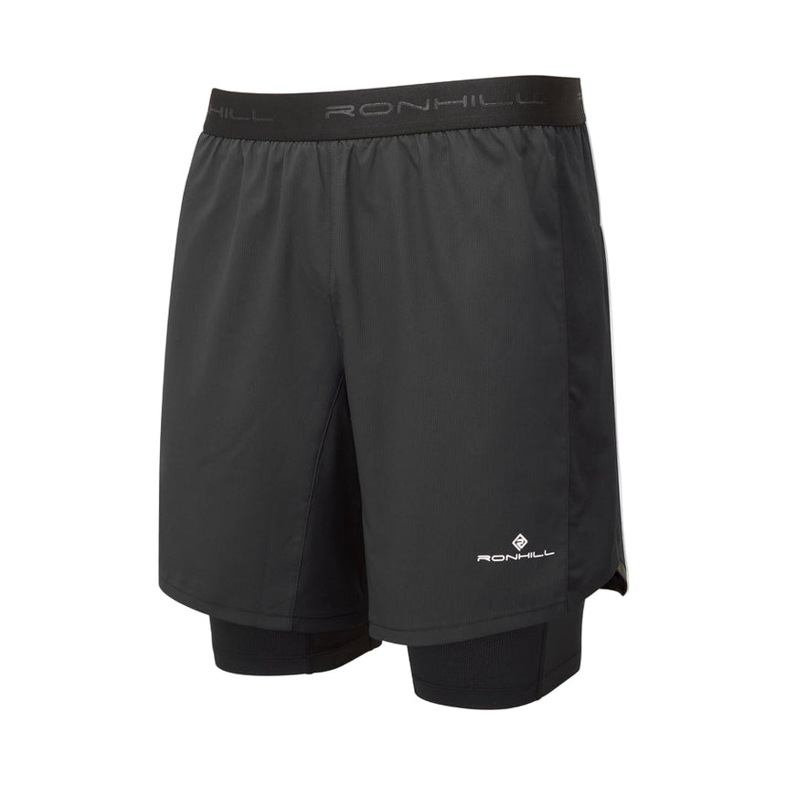 Ronhill Men's Tech 7" Twin Short in All Black - front
