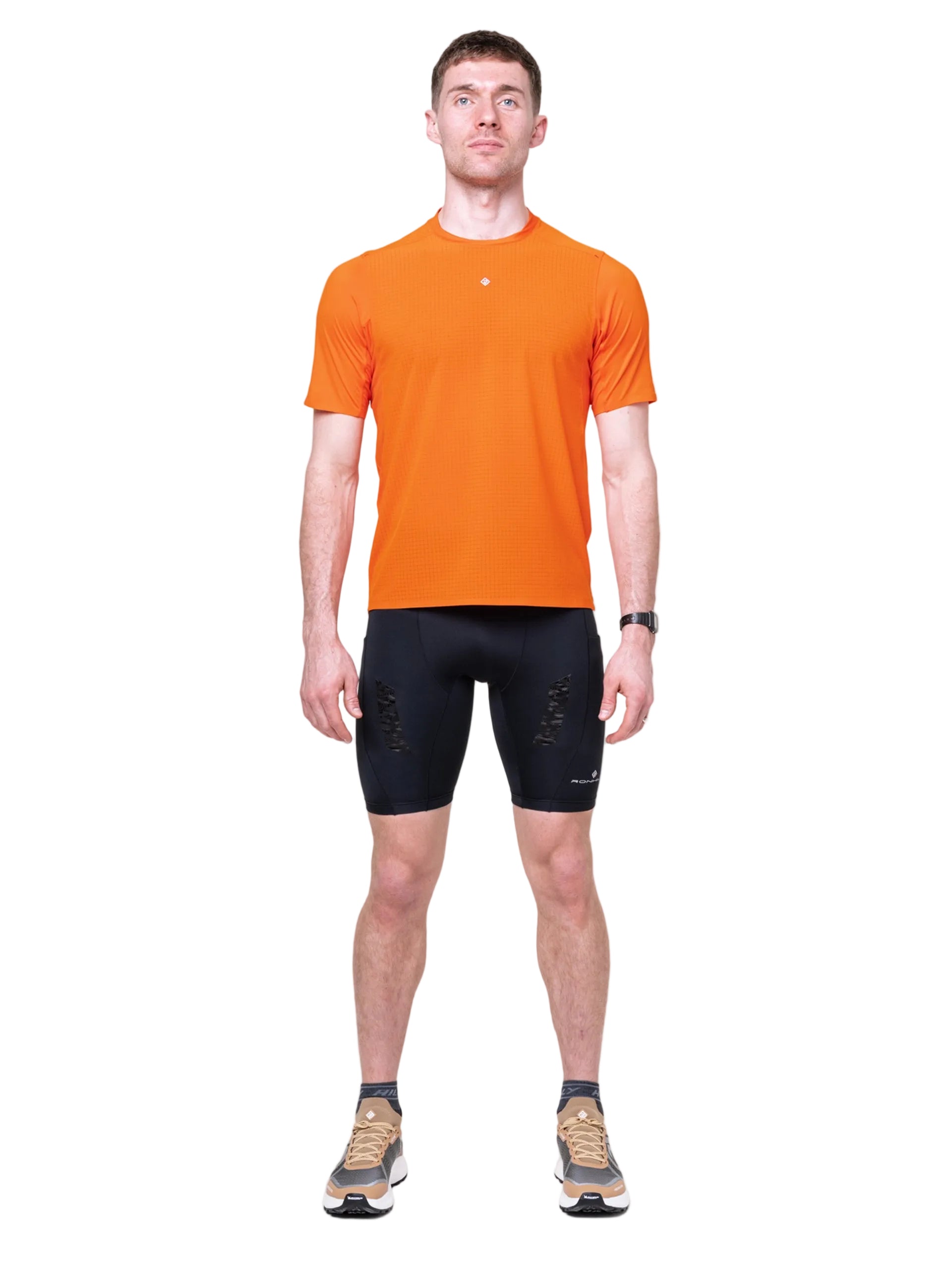 Ronhill Men's Tech All-Terrain S/S Tee in Ronhill Red - detail, 4