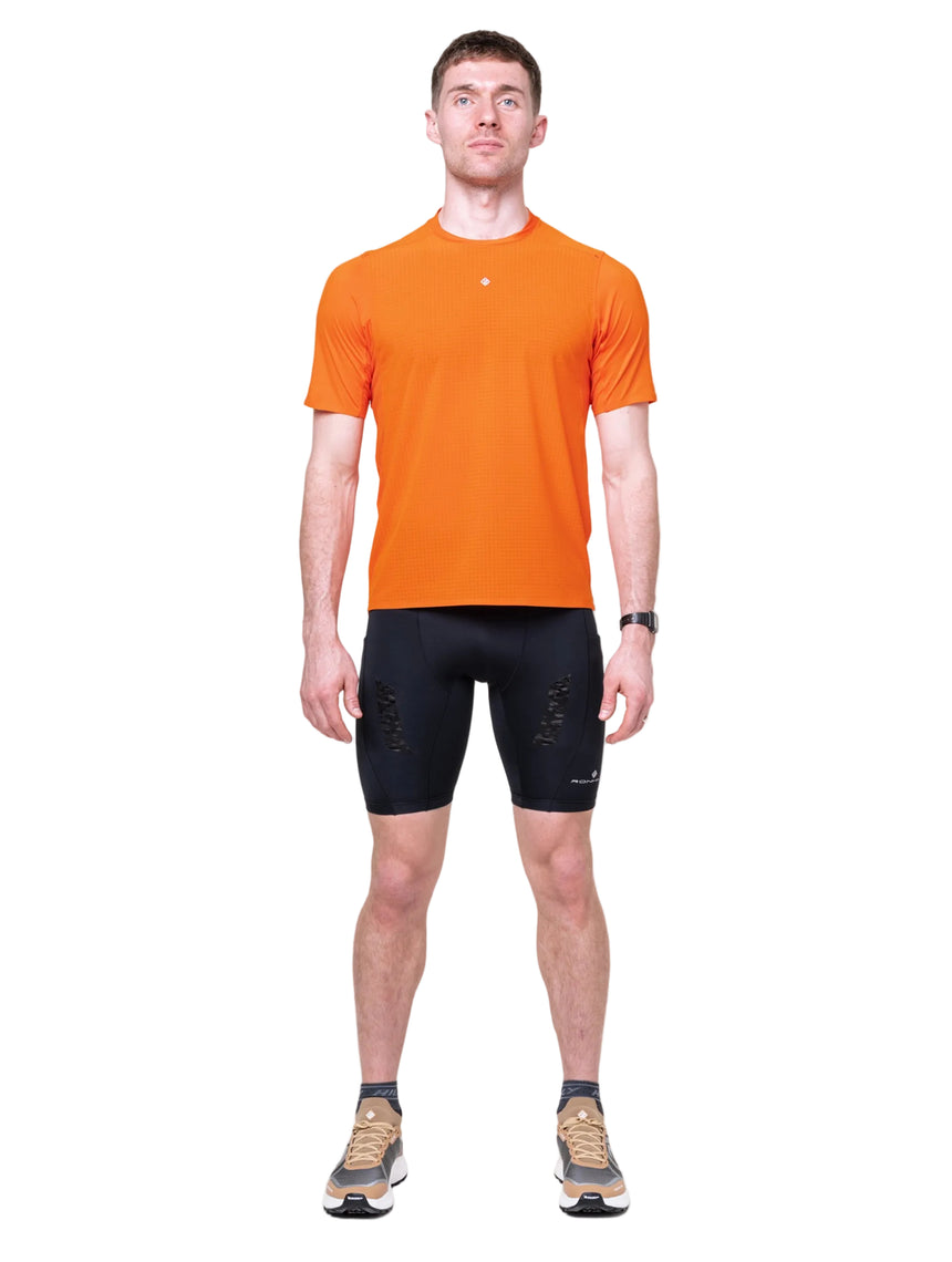 Ronhill Men's Tech All-Terrain S/S Tee in Ronhill Red - detail, 4