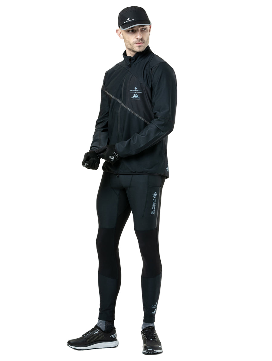 Ronhill Men's Tech GORE-TEX Windstopper Jacket in All Black - worn, front