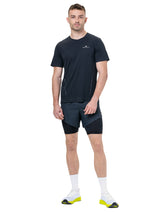 Ronhill Men's Tech Race Twin Short in All Black - worn, front