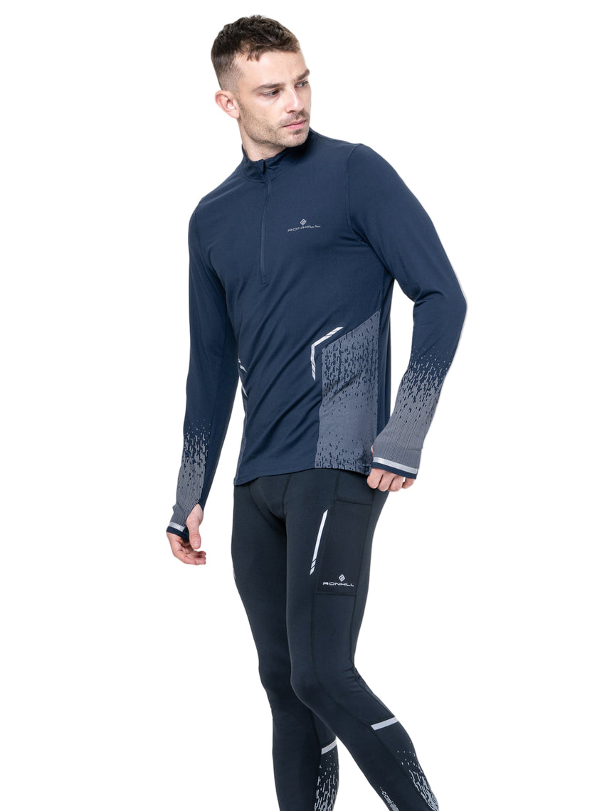 Ronhill Men's Tech Reflect 1/2 Zip in Dark Navy/Reflect - side, fit
