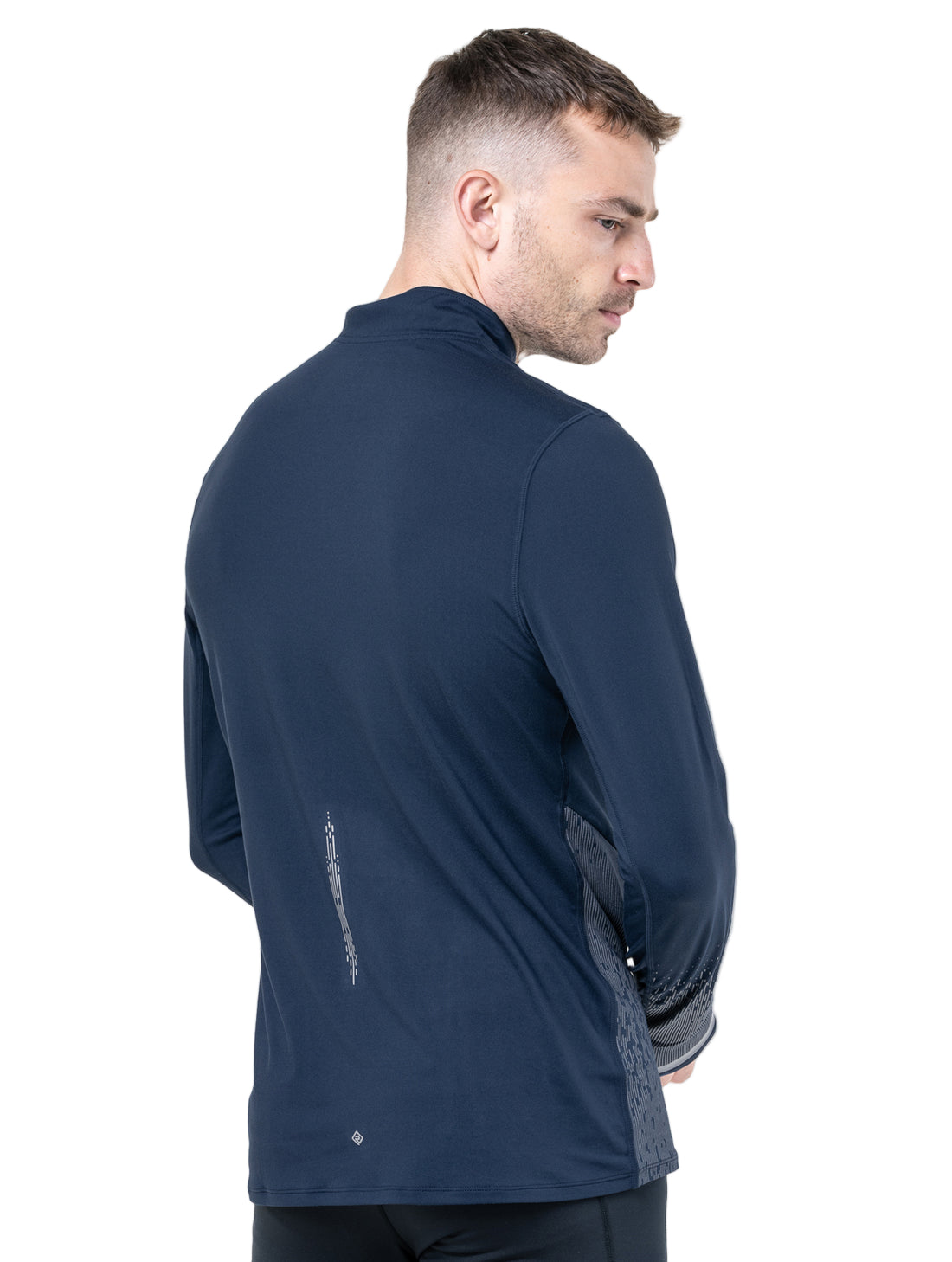 Ronhill Men's Tech Reflect 1/2 Zip in Dark Navy/Reflect - worn, back