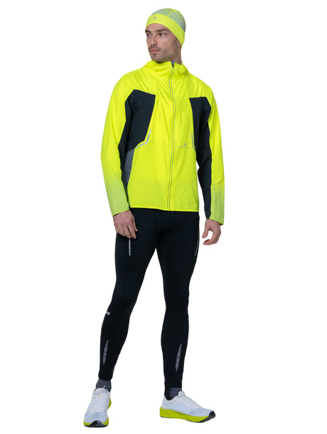 Ronhill Men's Tech Reflect Jacket in FlYellow/Blck/Reflect - worn, front
