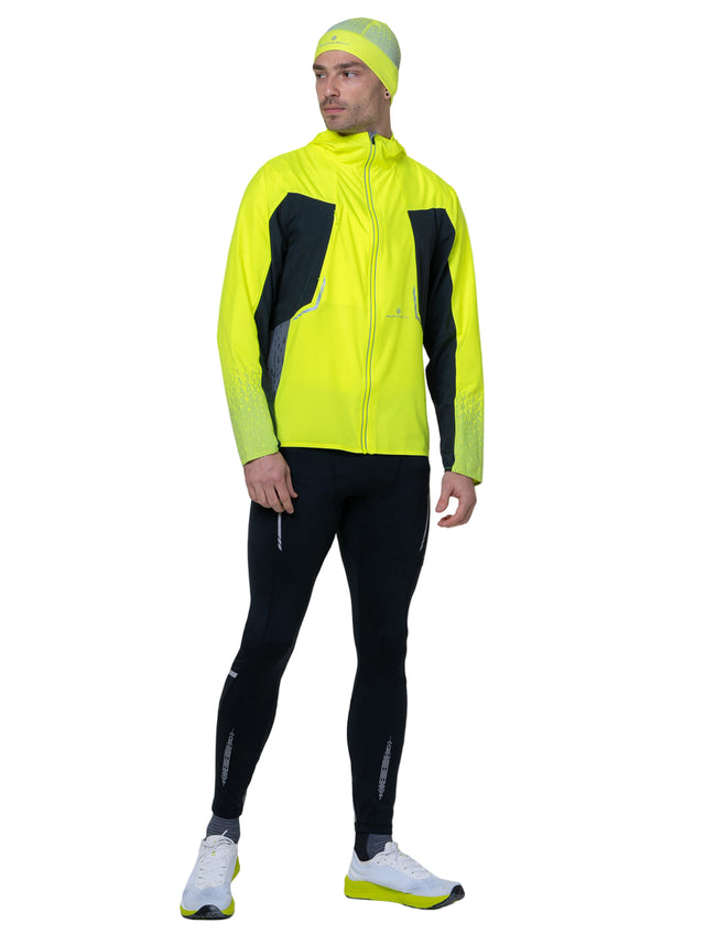Ronhill Men's Tech Reflect Jacket in FlYellow/Blck/Reflect - worn, front
