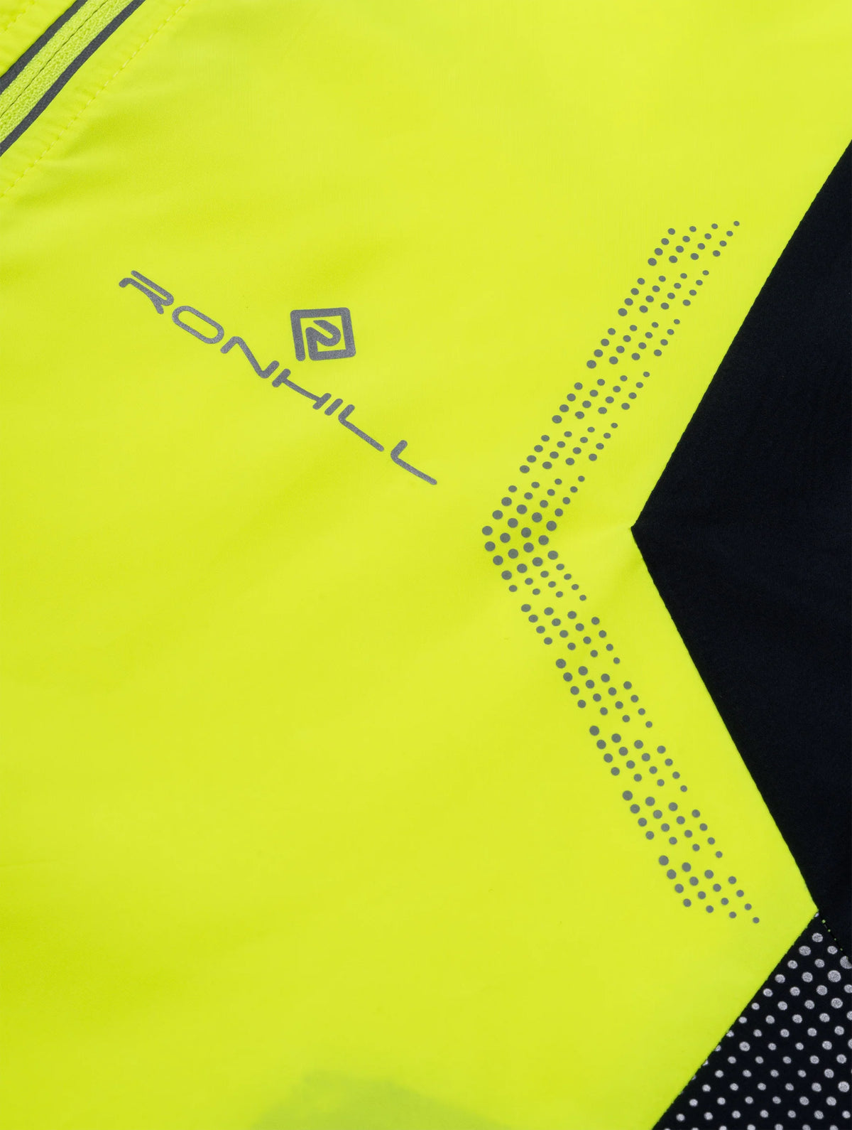 Ronhill Men's Tech Reflect Jacket in FluoZest/Blck/Reflect - Detail Colour Block Panel Close