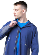 Ronhill Men's Tech Reflect Jacket in Ocean/Reflect - roll-away hood detail