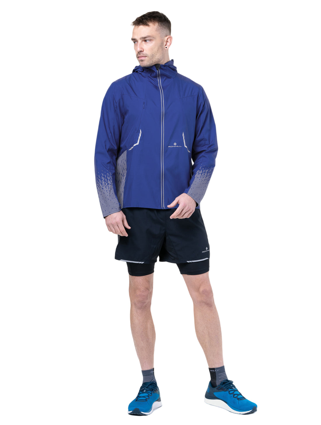 Ronhill Men's Tech Reflect Jacket in Ocean/Reflect - worn, front