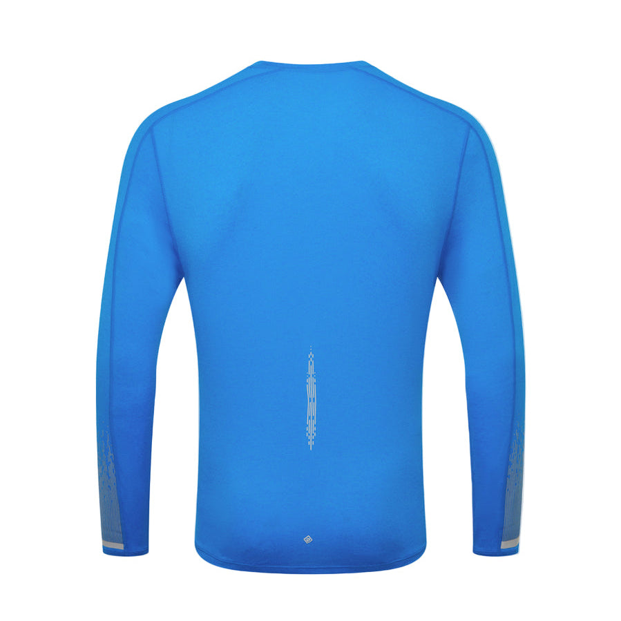 Ronhill Men's Tech Reflect L/S Tee in ElecBlueMarl/Reflect - back