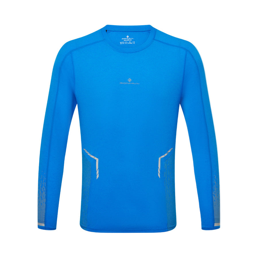 Ronhill Men's Tech Reflect L/S Tee in ElecBlueMarl/Reflect - front