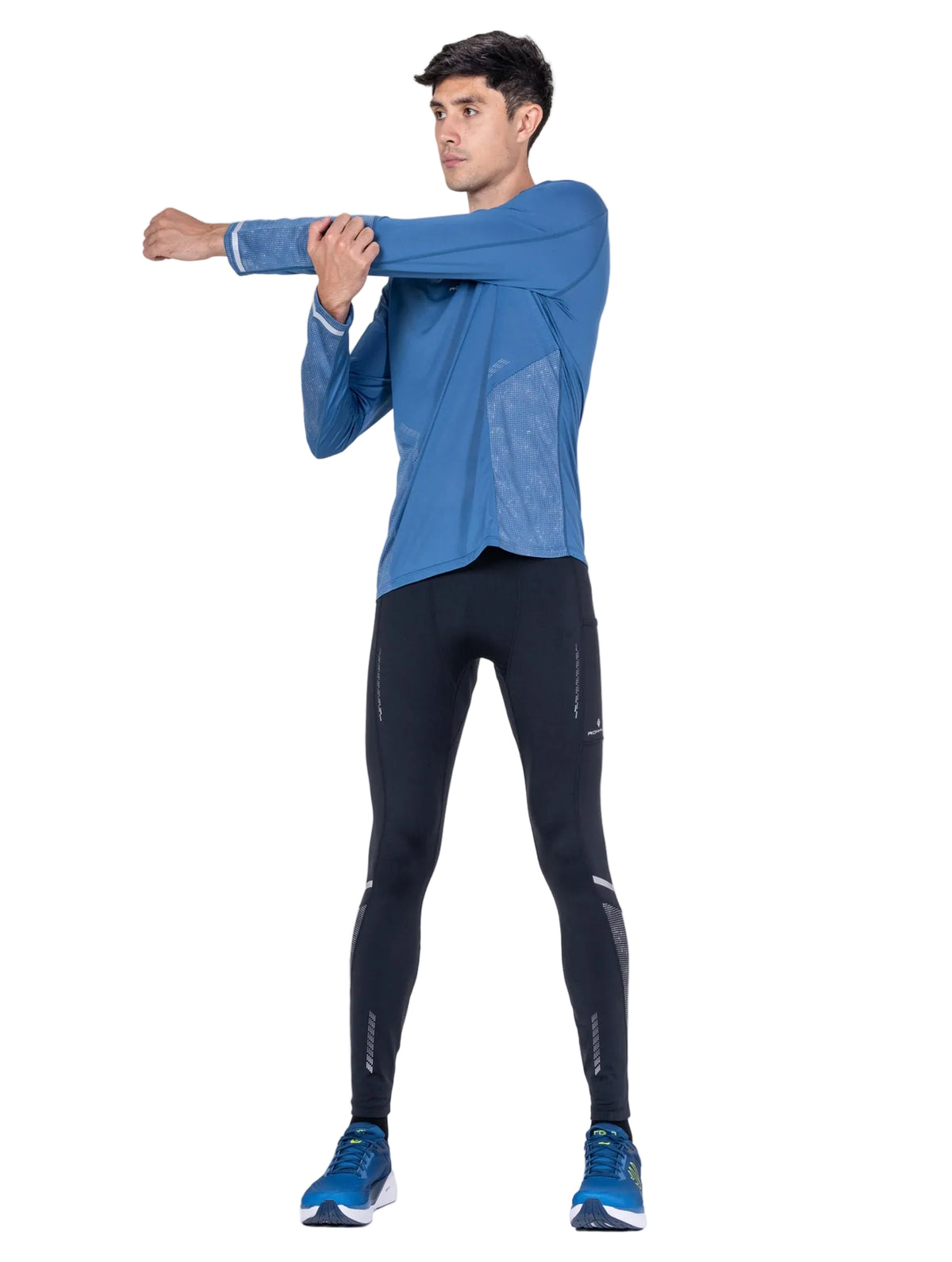 Ronhill Men's Tech Reflect L/S Tee in Glacier/Reflect - Studio Front Standing Alt