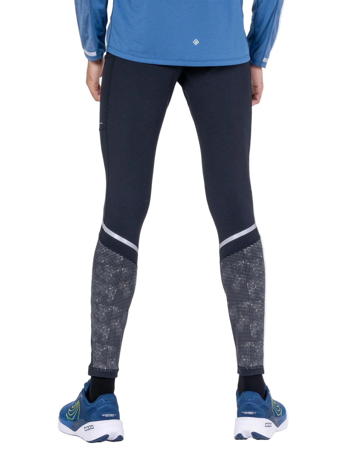 Ronhill Men's Tech Reflect Tight in Black/Reflect - worn, front