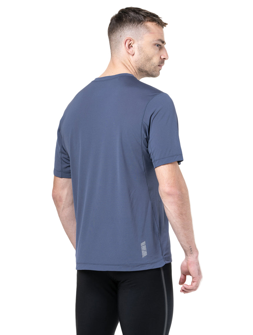 Ronhill Men's Tech S/S Tee in Anchor/Electric Blue - back, fit