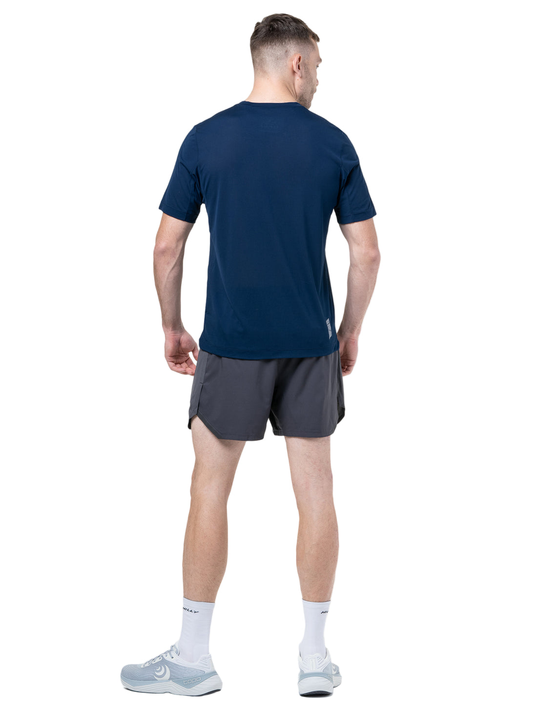 Ronhill Men's Tech S/S Tee in Dark Navy/Oxide - worn, back