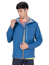 Ronhill Men's Tech Storm Jacket in Glacier/Ronhill Red - hood adjustment detail