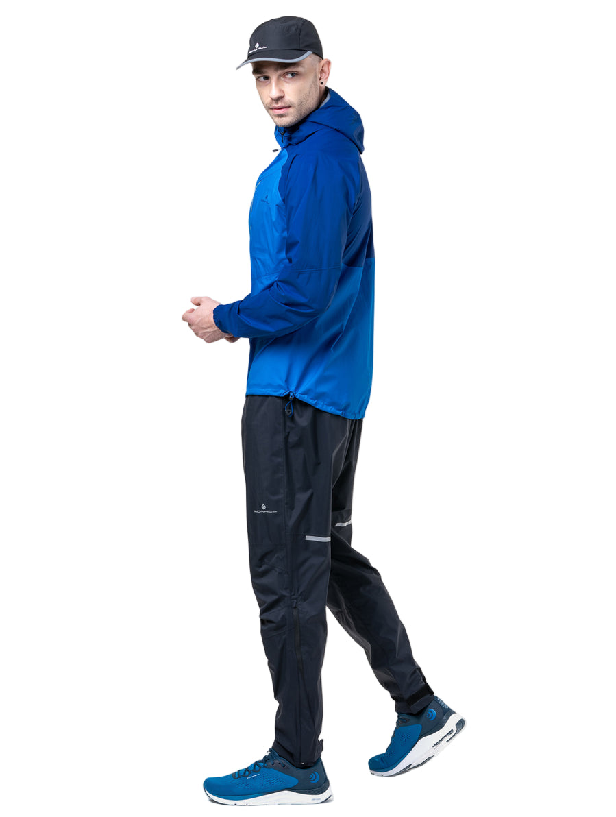 Ronhill Men's Tech Storm Jacket in Ocean/Electric Blue - worn, side