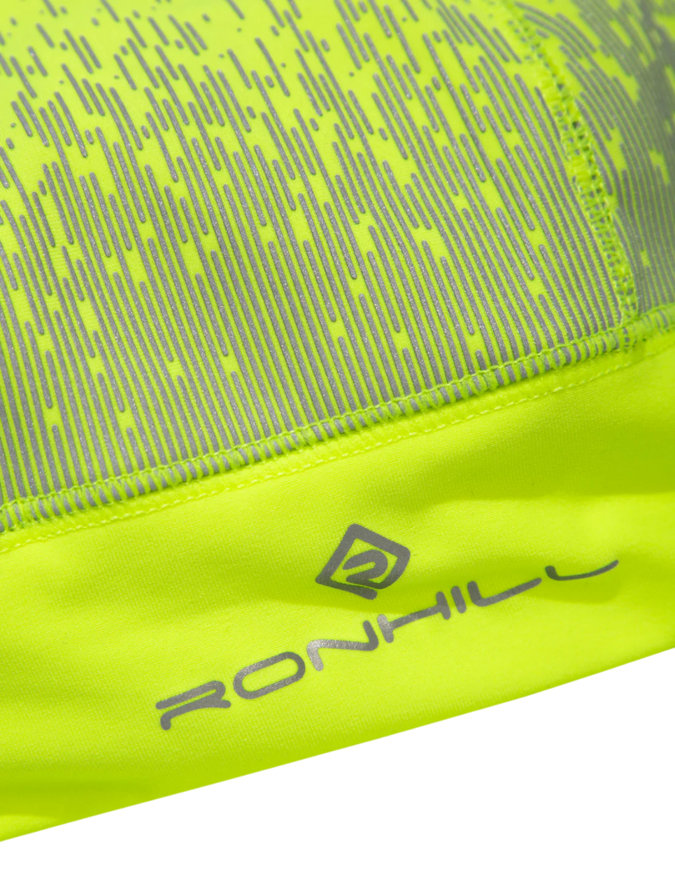 Ronhill Reflect Beanie in Fluo Yellow/Reflect - brand logo detail