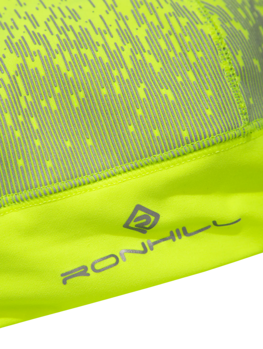 Ronhill Reflect Beanie in Fluo Yellow/Reflect - brand logo detail