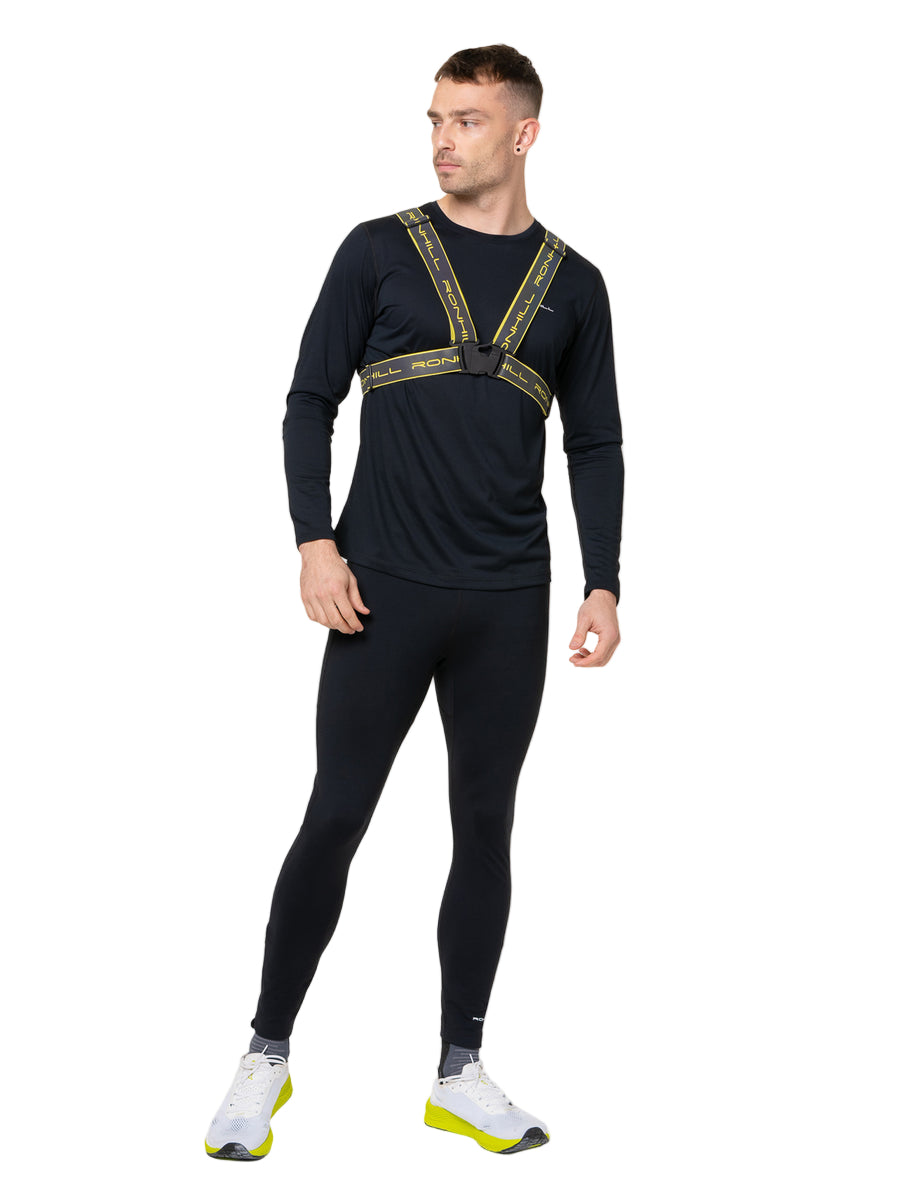 Ronhill Reflect Belt in Fluo Yellow/Reflect - worn, front, male