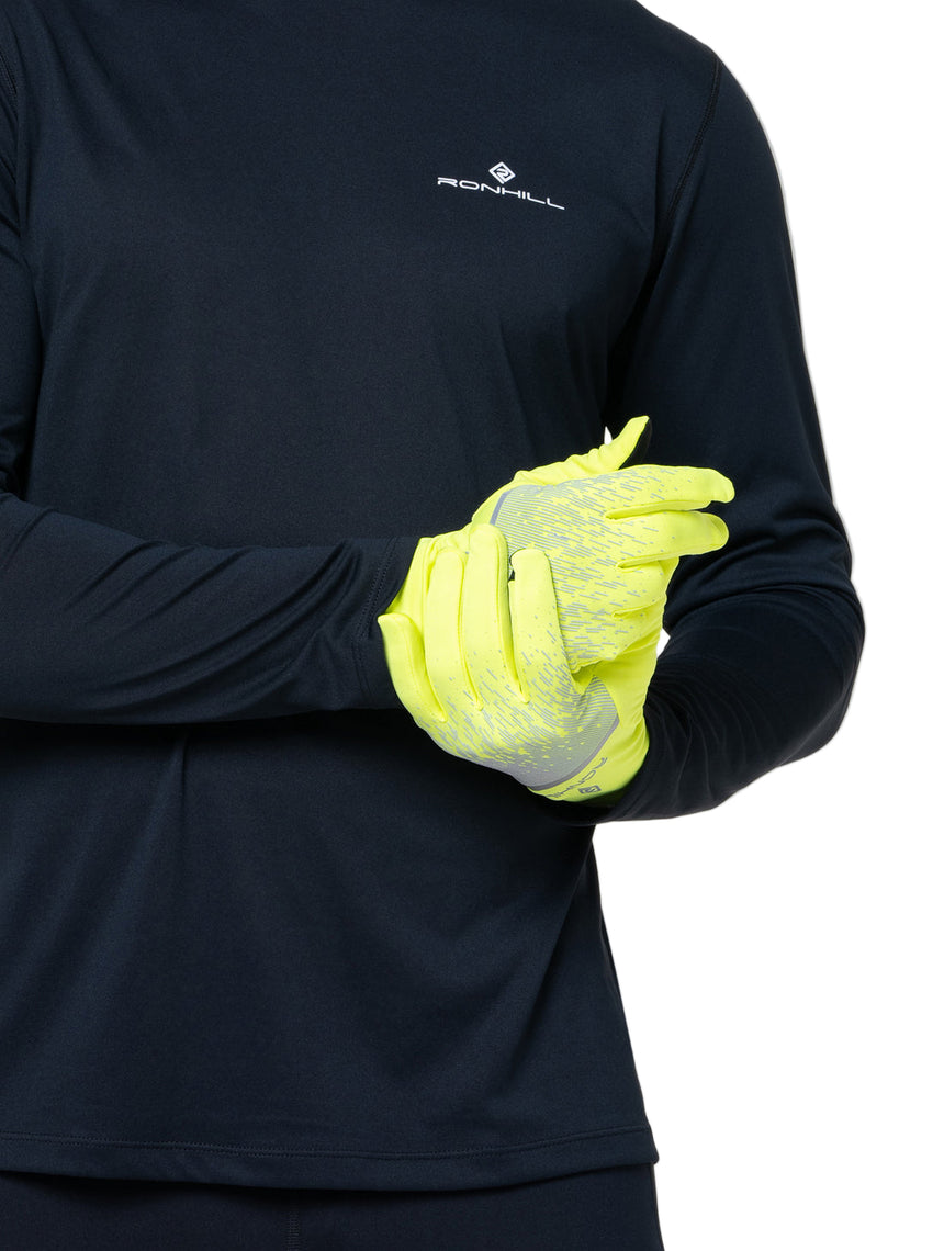 Ronhill Reflect Glove in Fluo Yellow/Reflect - worn
