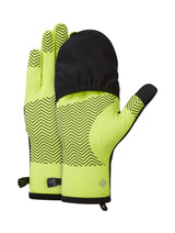 Ronhill Wind-Block Convertible Glove in Fluo Yellow/Black - fold-away mitt detail