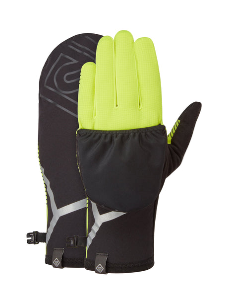 Ronhill Wind-Block Convertible Glove in Fluo Yellow/Black - front