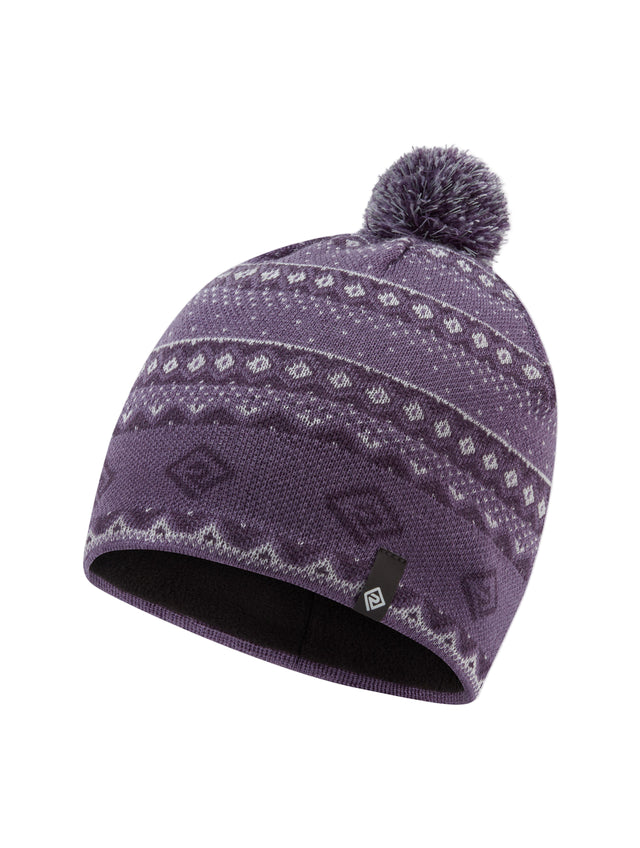 Ronhill Winter Bobble Hat in Dark Iris/White - front