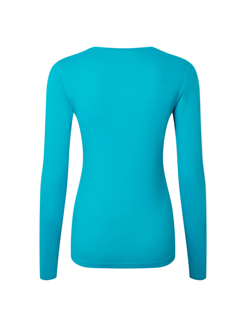 Ronhill Women's Core L/S Tee in Azure/Bright White - back