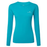 Ronhill Women's Core L/S Tee in Azure/Bright White - front
