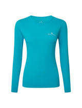 Ronhill Women's Core L/S Tee in Azure/Bright White - front