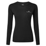 Ronhill Women's Core L/S Tee in Black/Bright White - front