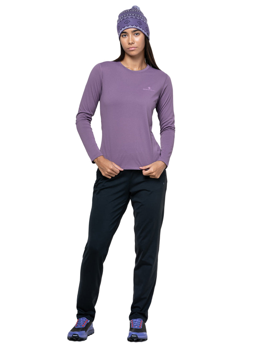 Ronhill Women's Core L/S Tee in Dark Iris/Iris - worn, front