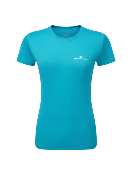 Ronhill Women's Core S/S Tee in Azure/Bright White - front