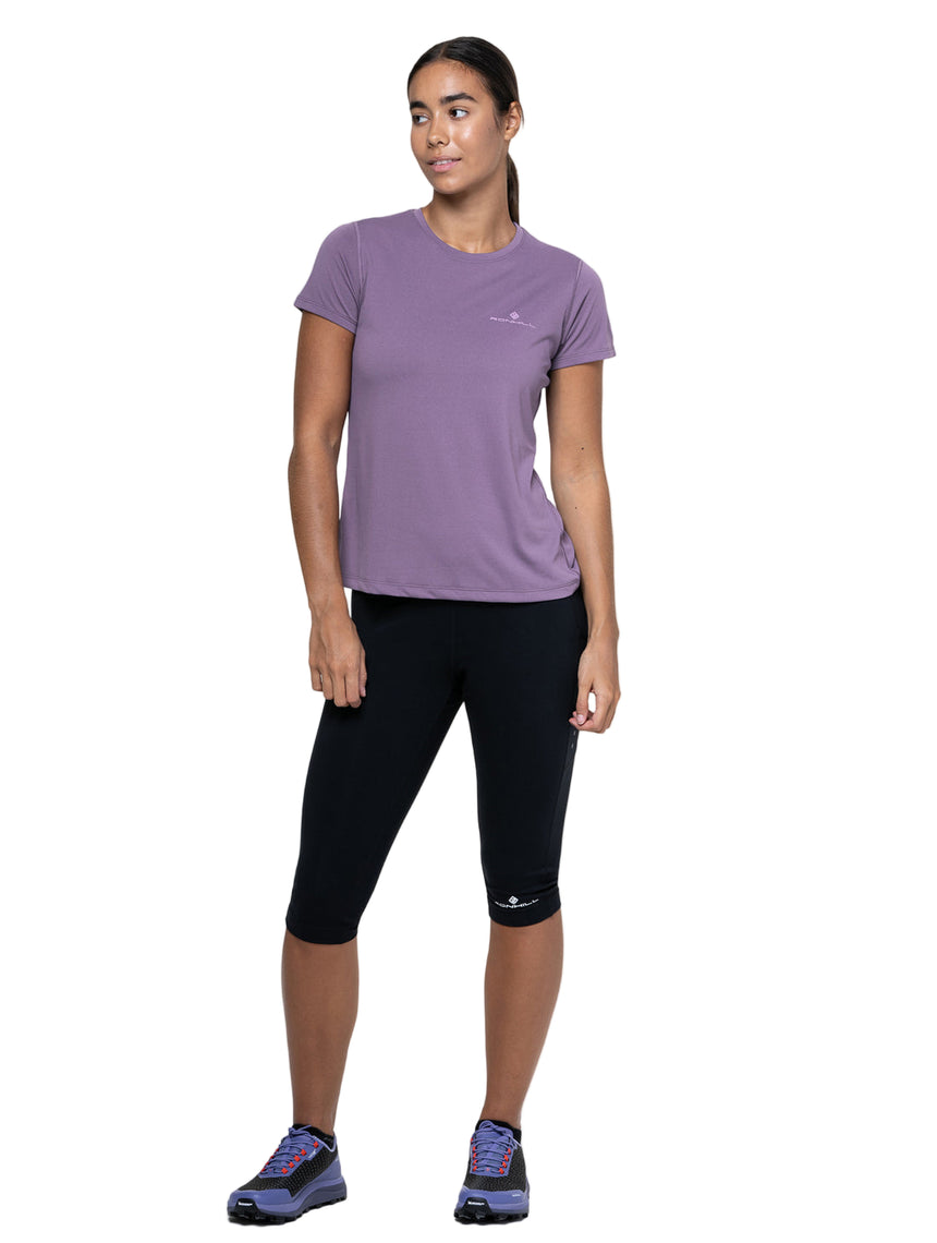 Ronhill Women's Core S/S Tee in Dark Iris/Iris - worn, front