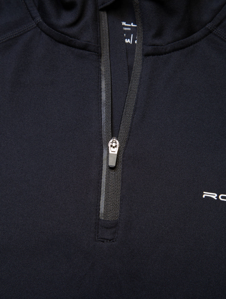 Ronhill Women's Core Thermal 1/2 Zip in Black/Bright White - 1/2 zip detail