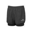 Ronhill Women's Core Twin Short in All Black - front