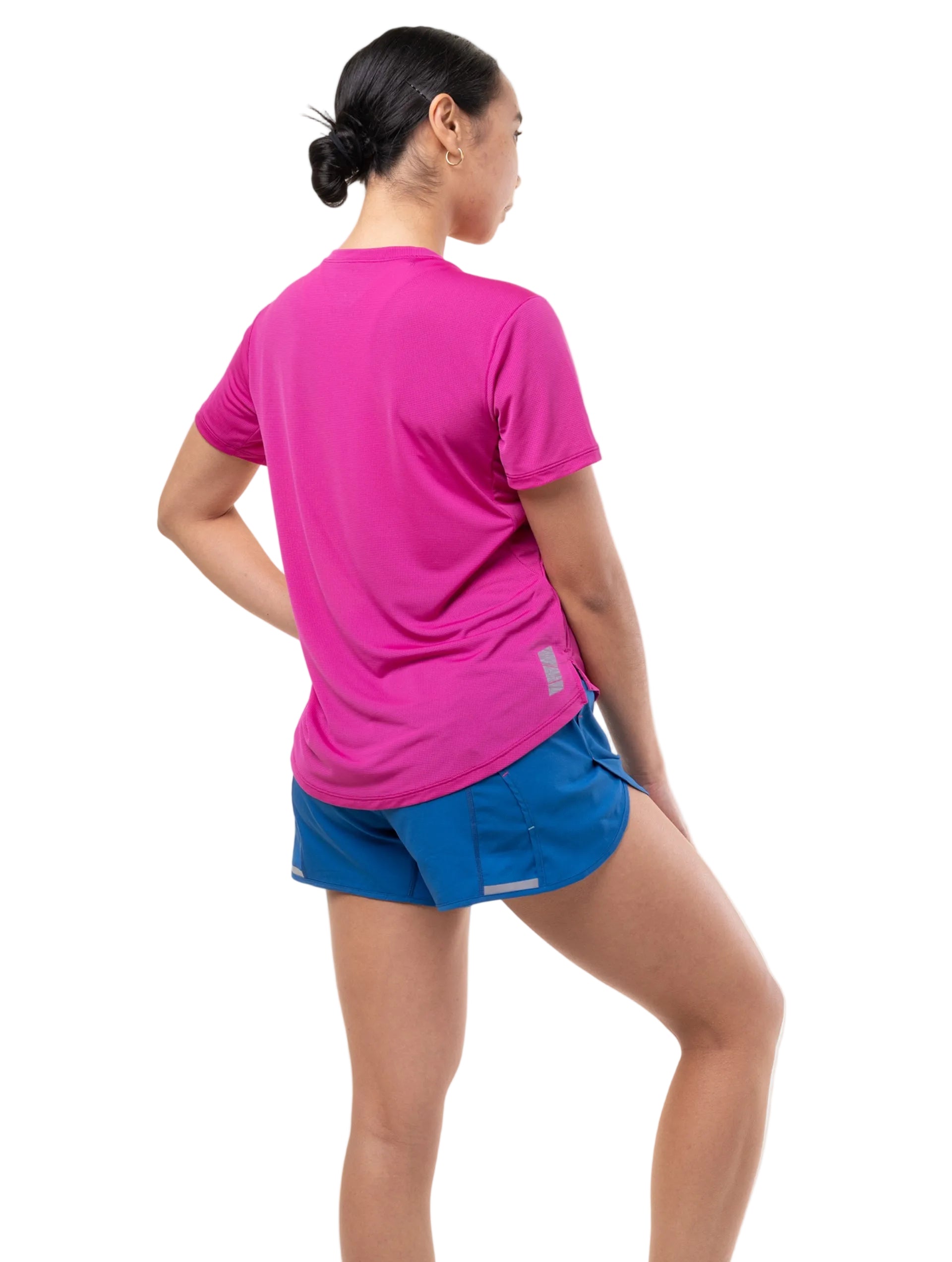 Ronhill Women's Tech 4.5" Short in Classic Blue/Exuberance - detail, 5