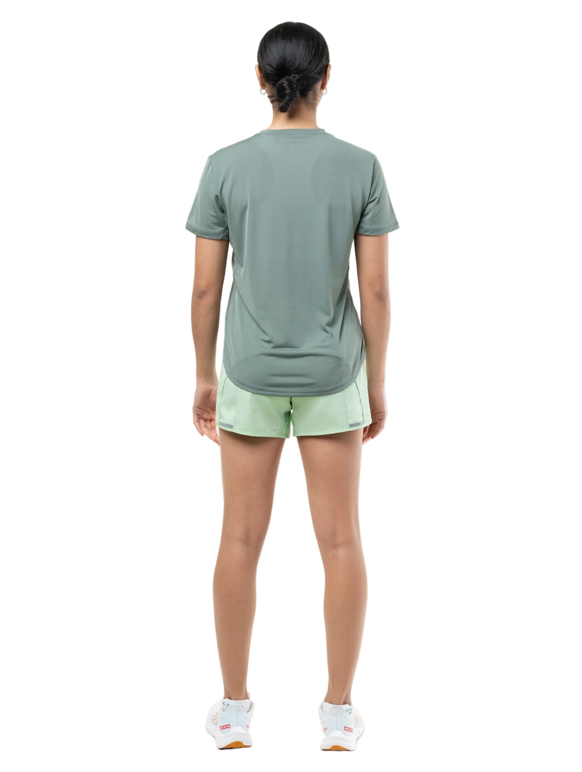 Ronhill Women's Tech 4.5" Short in Seafoam/Laurel - detail, 5