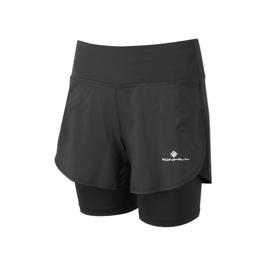 Ronhill Women's Tech 4.5" Twin Short in All Black - front