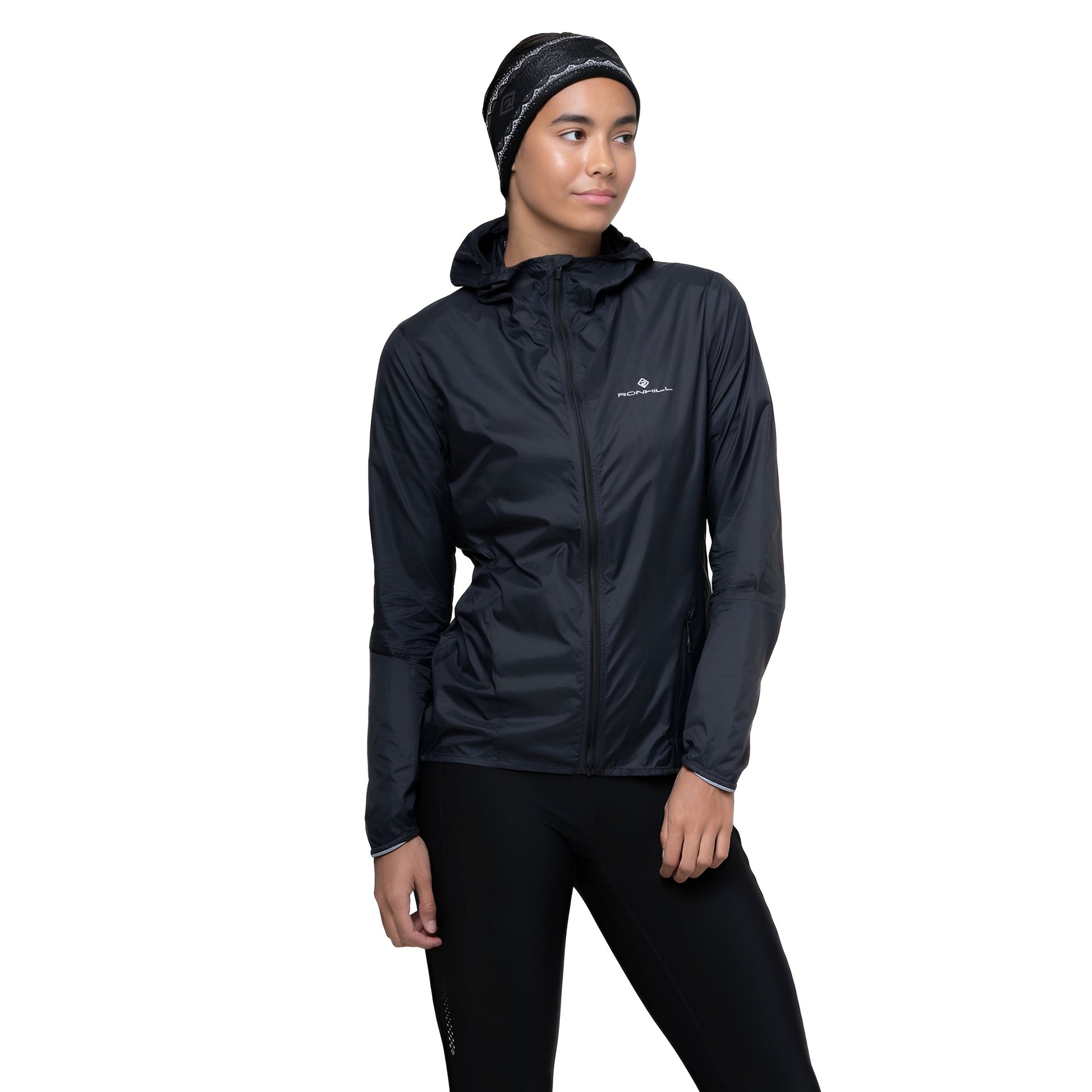 Ronhill Women's Tech All-Terrain Jacket in All Black - closed zip detail