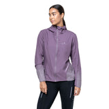 Ronhill Women's Tech Reflect Jacket in Dark Iris/Reflect - worn, front, close-up