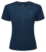 Ronhill Women's Tech S/S Tee in Dark Navy/Dusty Tulip - front