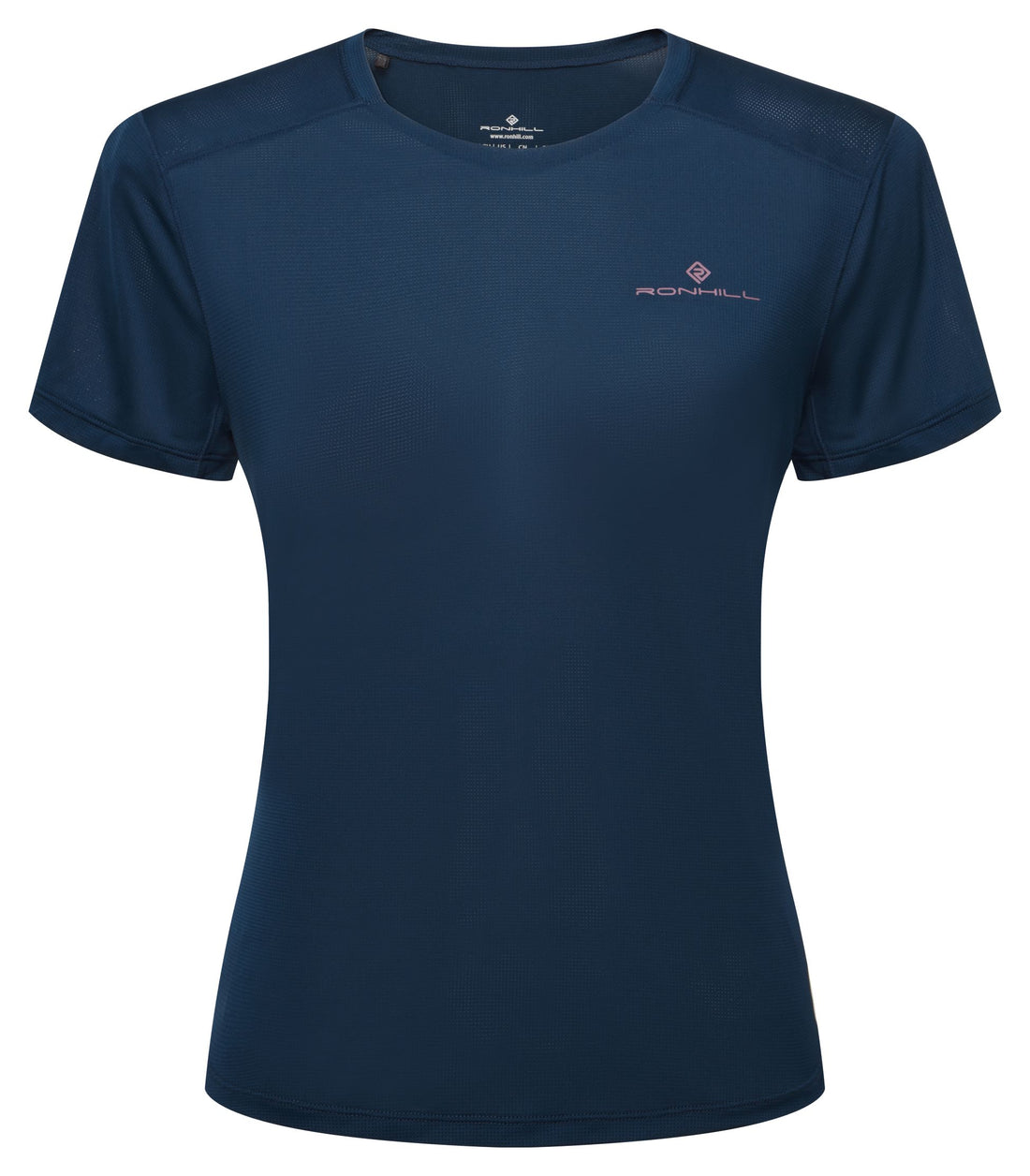 Ronhill Women's Tech S/S Tee in Dark Navy/Dusty Tulip - front